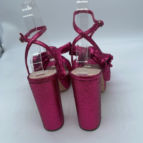 Loeffler Randall Fuschia Pink Metallic Natalia pleated knot platform heels 7 - Picture 4 of 9